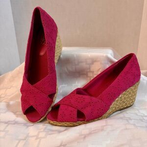 Chaps Dakoda Women's Dot Espadrille Wedges 8.5 B Cruise Vacation Casual Elegant